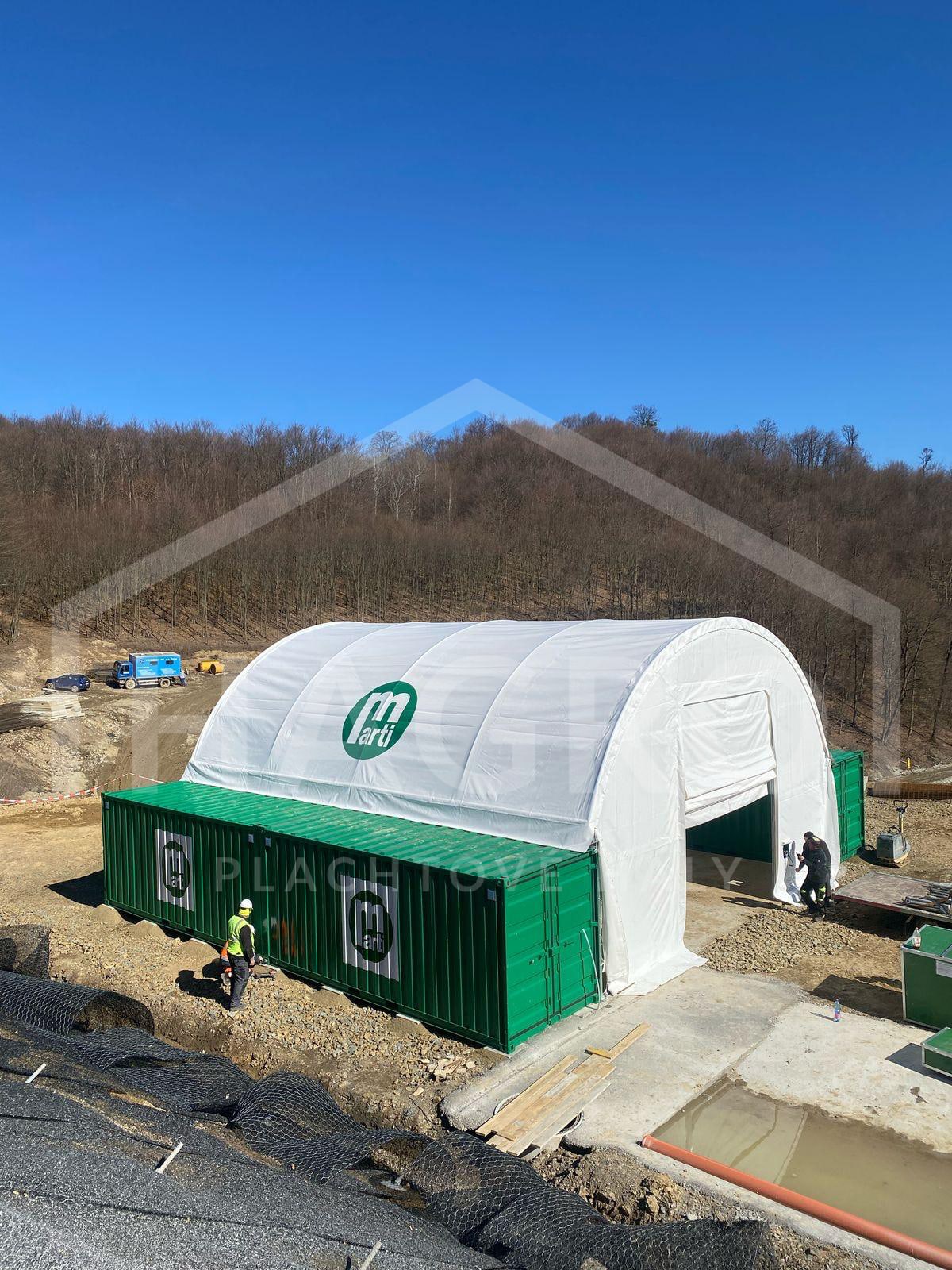 Shipping container shelter 18m x 6m x 6m