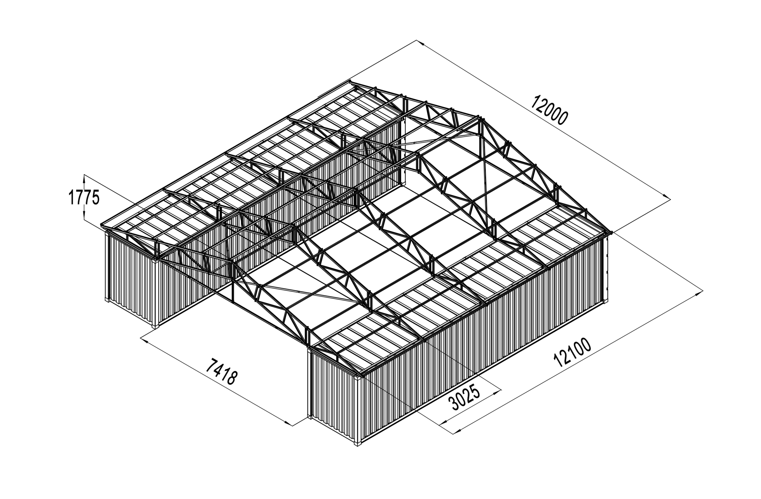 Abri en tôle de 12,2m x 12,1m x 1,8m - Image 8